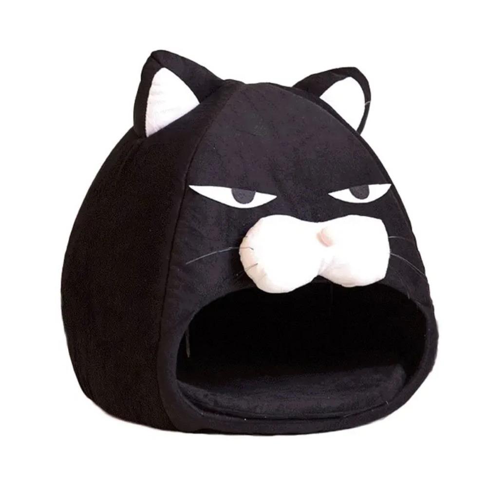 Foldable Cat House Soft Pet Nest With Cushion Cute Cartoon House for Cats Dogs Warm Puppy Kennel Kitten Cave Mat Cat Accessories