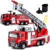 1/50 Alloy Diecast Car Model Toy Fire Engine Metal Vehicle Body Simulated Water Spray Light Sound With Pull Back Children's Toys
