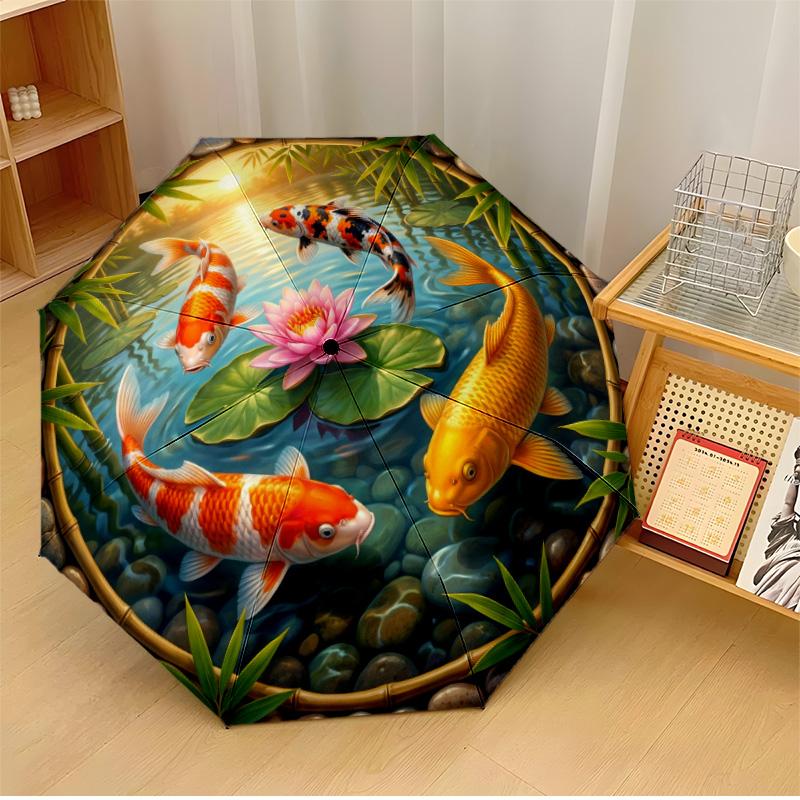 

Koi Fish Starry Night Printed umbrella windproof folding umbrella portable sun and rain umbrella suitable for gifting