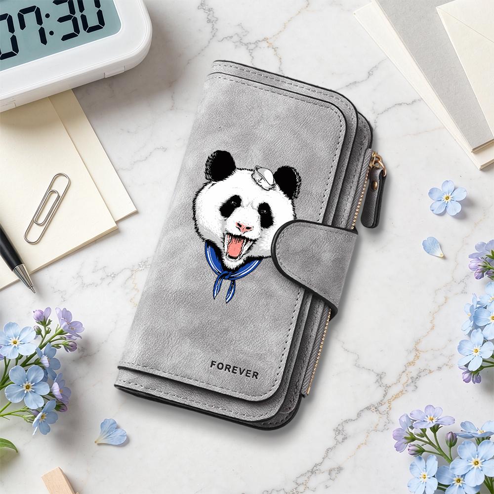 Cute Panda Print Long Wallet Fashion Multi Slot Portable Card Holder Casual Purse