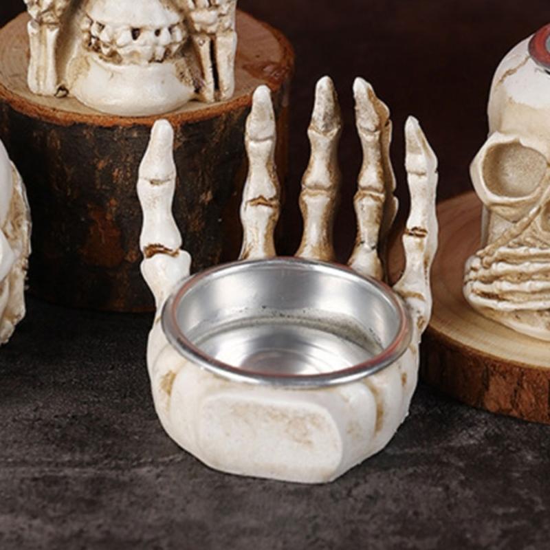 Decorative Hand Tea Light Stand for Indoor Room Styling, Seasonal Shelf Display, Entry Table Use, Candle Not Included