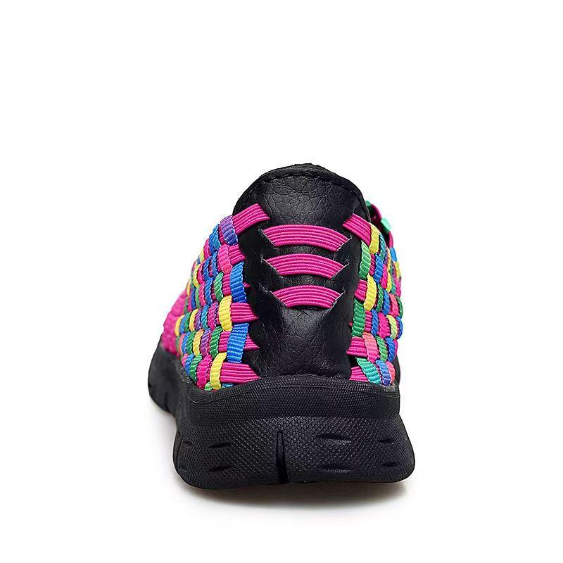 Donna Nuova Taglia Grande Sneakers Casual Tessute a Mano Primavera Estate Suola Morbida Antiscivolo Slip-On Poco Profondo Punta Tonda Suola Piatta Scarpe da Passeggio