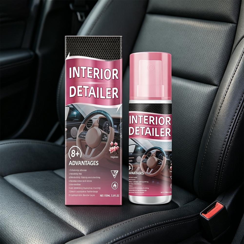Pulitore Lucidante per Interni Auto 100ml, Senza Risciacquo Multiuso Interior Detailer Spray, Pulitore per Pelle Plastica per Auto Divano Casa