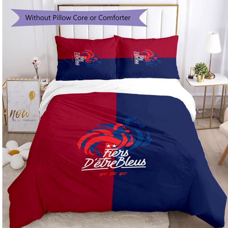 France Football Printed Bedding 3 Piece Set Cozy Breathable Bed Cover Set as Housewarming Holiday Gift