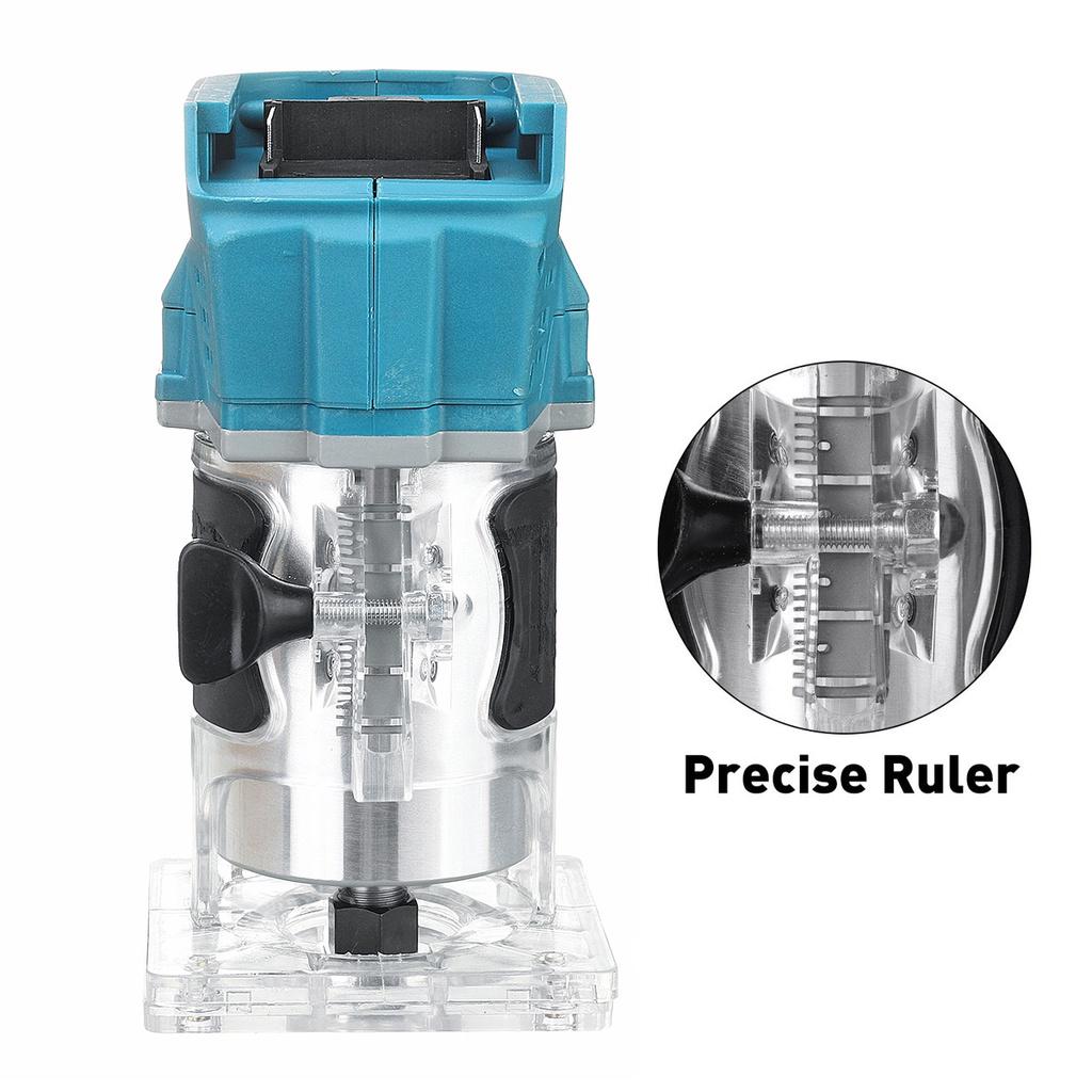 1000W Electric Trimmer Cordless Engraving Slotting Trimming Machine Wood Router with Li-ion Battery for 18V Battery Blue