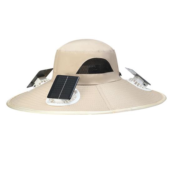 Solar Fan Bucket Hat Adjustable Wide Brim Sun Hat with Built-in Solar Panel Cooling Fan Hiking Fishing UV Protection Hat