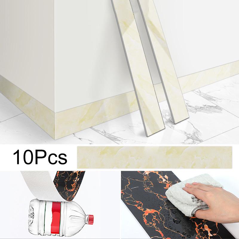 10pcs Self Adhesive Windowsill Kicking Line Wall Trim Line Wall Corner Line Wall Sticker Home Decor Skirting Border 12*60cm