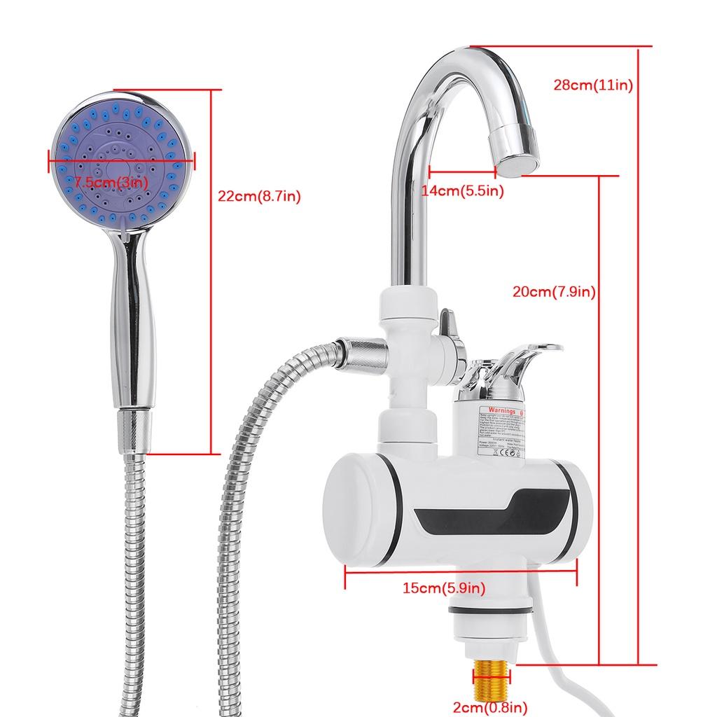 220V 3000W Torneira elétrica de água quente Aquecedor Display LED instantâneo para cozinha doméstica Banheiro com chuveiro