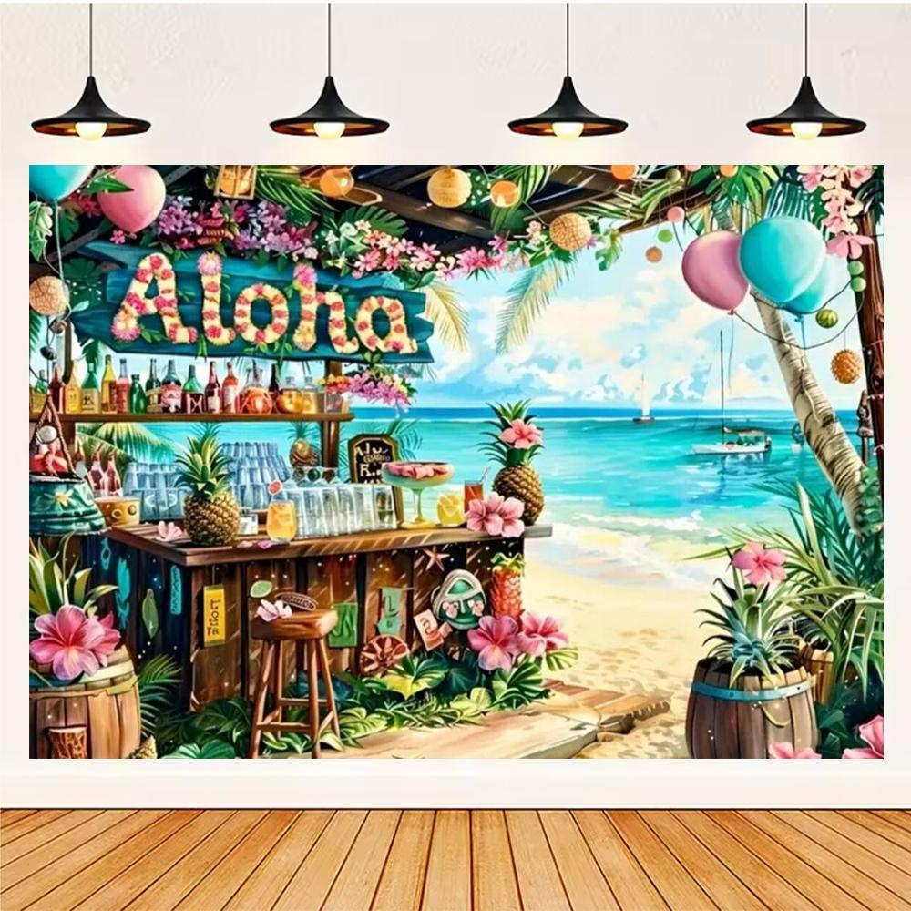Summer Hawaii Party Supplies Background Banner Decoration Aloha Coconut Tree Surfboard Baby Shower Backdrop Photography Props