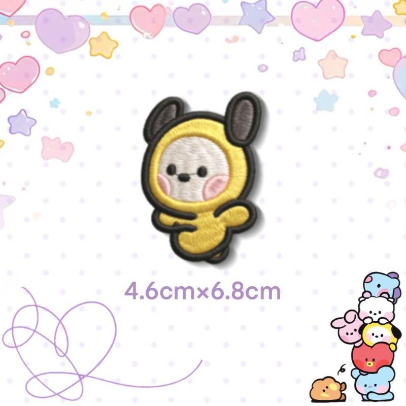 Bt21 Cartoon Embroidered Fabric Patch Heart-Shaped Sheep Dog Self-Adhesive Sewn-Free Cute Clothing Patch Character Icon