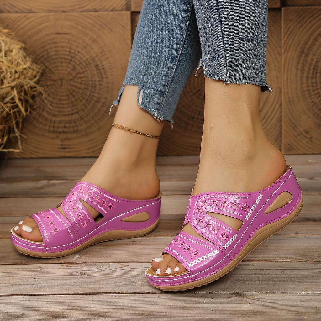2026 Summer Women Wedge Sandals Premium Orthopedic Open Toe Sandals Vintage Anti-slip Leather Casual Female Platform Retro Shoes
