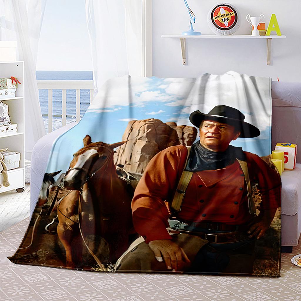 1 pezzo John Wayne Western Cowboy Coperta per cavallo, tutte le stagioni leggera Coperta poster per casa ufficio sonnellino all'aperto multifun Coperta posterionale