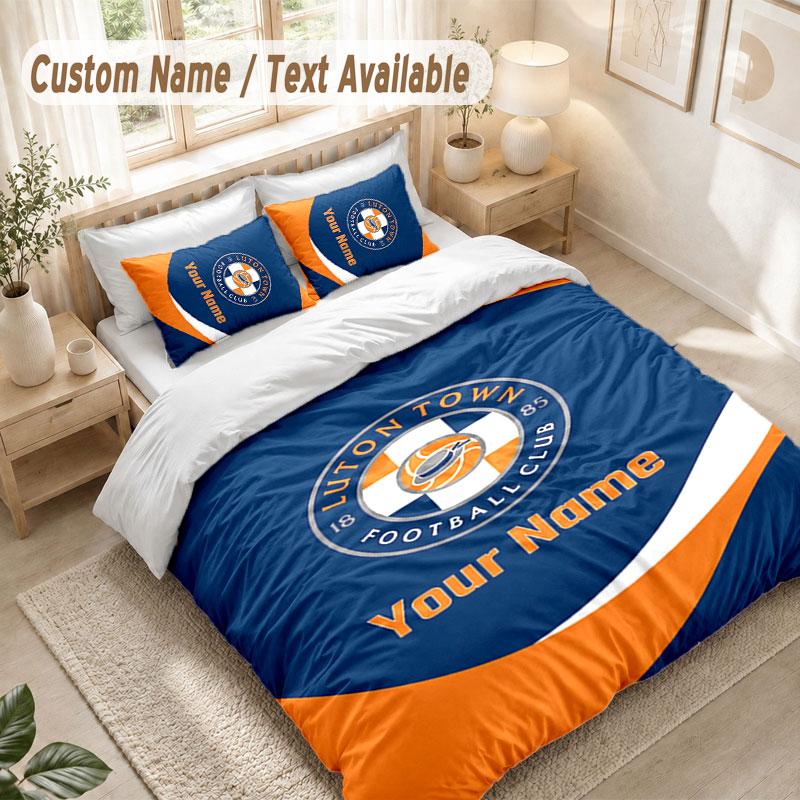 Custom Name Bedding Set 3 PiecesLuton Town Print Duvet Cover + 2 Pillowcases Soft Bed Decor