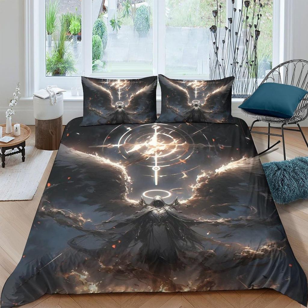 Zestaw poszewek na kołdrę Aniołek Dla Dzieci Rozmiar Królewski Bliźniaczy Pokrowce na Kołdrę Lekkie Pióra Wystrój Pokoju 2 Poszewki na Poduszki 1 Poszewka na Kołdrę Bez Wypełnienia