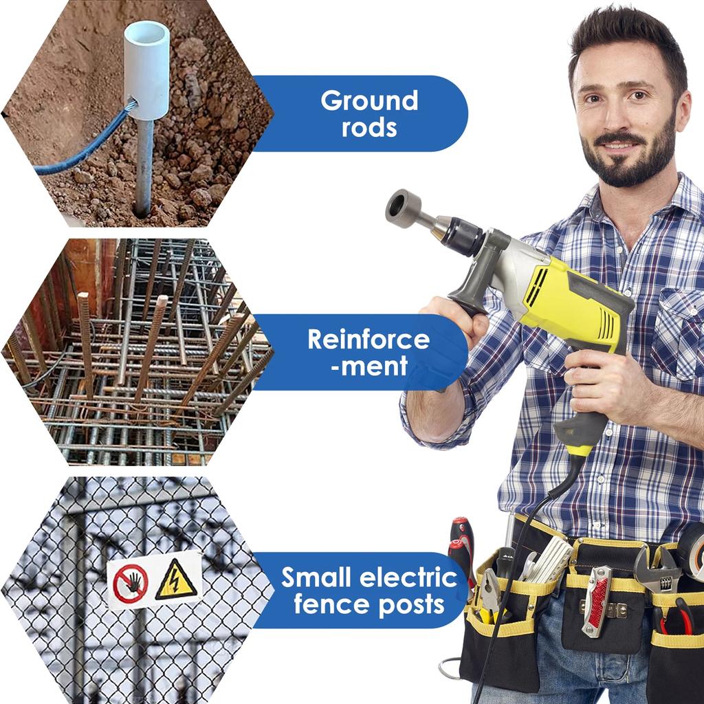Ground Rod Driver Drill Socket Heavy Duty Alloy Steel Drill Bits Driver Wear Resistant Ground Rods for Rotary Hammer Drill Tools