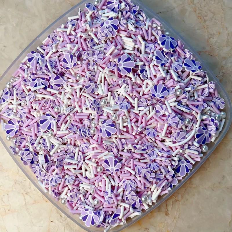 

50g Cat Paw Leaf Fruit Polymer Clay Slice & Pearl Sugar DIY Accessories Mix фиолетовый
