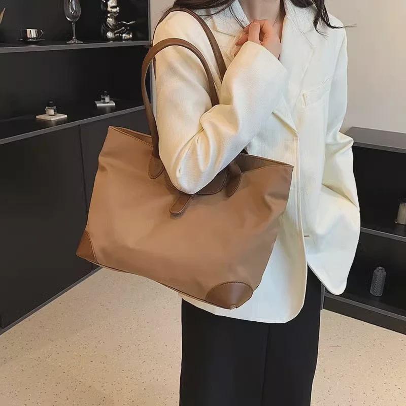 High-Capacity Women's Shoulder Tote: Stylish Nylon Commuter & School Bag