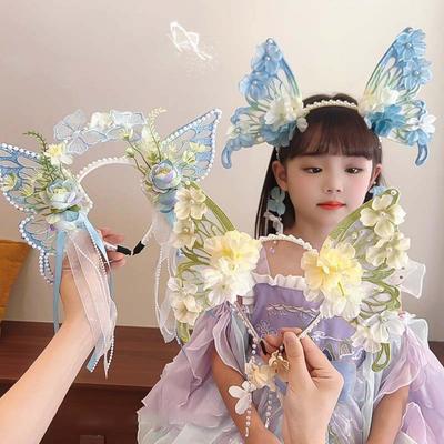 Kawaii Butterfly Fairy Hair Hoop Sweet Elf Ear Headband Elegant Children's Headdress  Daily