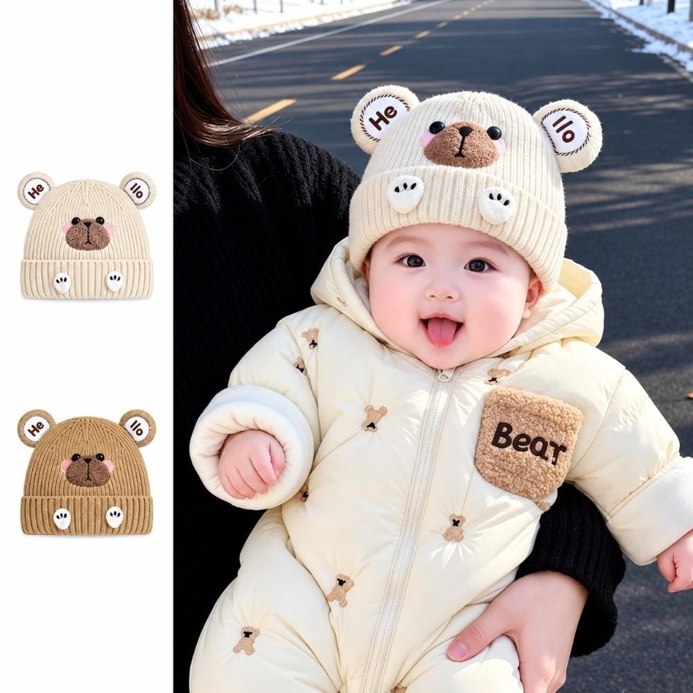 Plush Beanie Cap Wind Proof Knitted Hat Cute Baby Hat Cold Weather