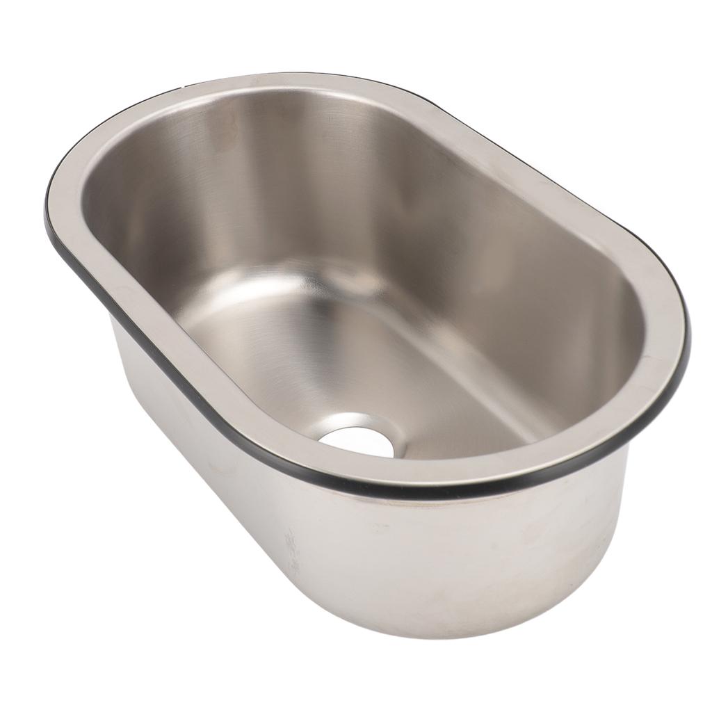304 Stainless Steel Bar Sink Oval Shaped Washbasin Sink with 40mm Drain Hole for Boat Caravan RV Camper 13.6 X 8 X 5.2in