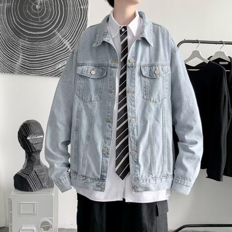 

Американская ретро джинсовая куртка мужская корейская версия модная большая свободная повседневная спортивная куртка с инструментами мужская M синий