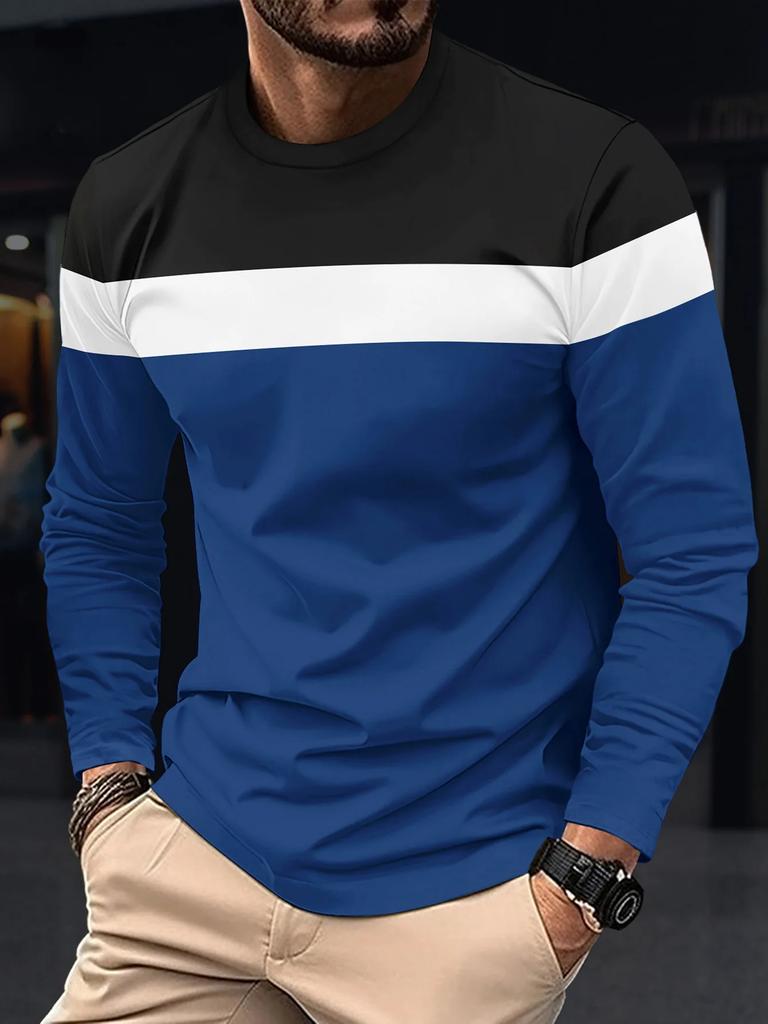 Casual Men's Long Sleeve T-shirt, Versatile Daily Essential