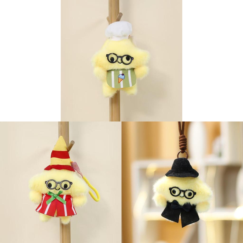 Plush Star Shape Keychain With Embroidered Details For Girls And Backpack Decor