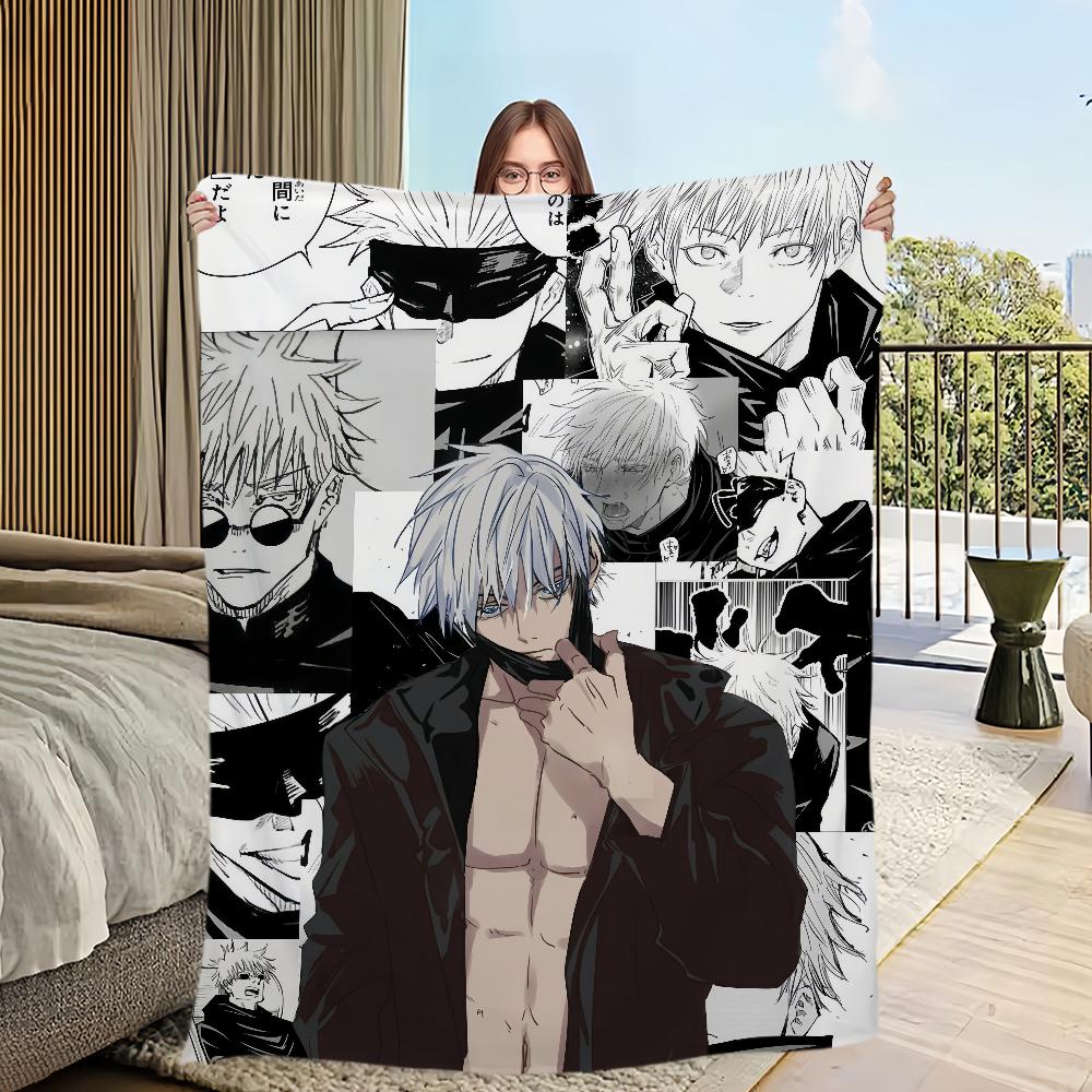 Comfort Warm Soft Plush Blanket Suitable for Sofa Living G-Gojo Room S-Satoru Office Bedroom Travel Anime Manga Flannel Gift