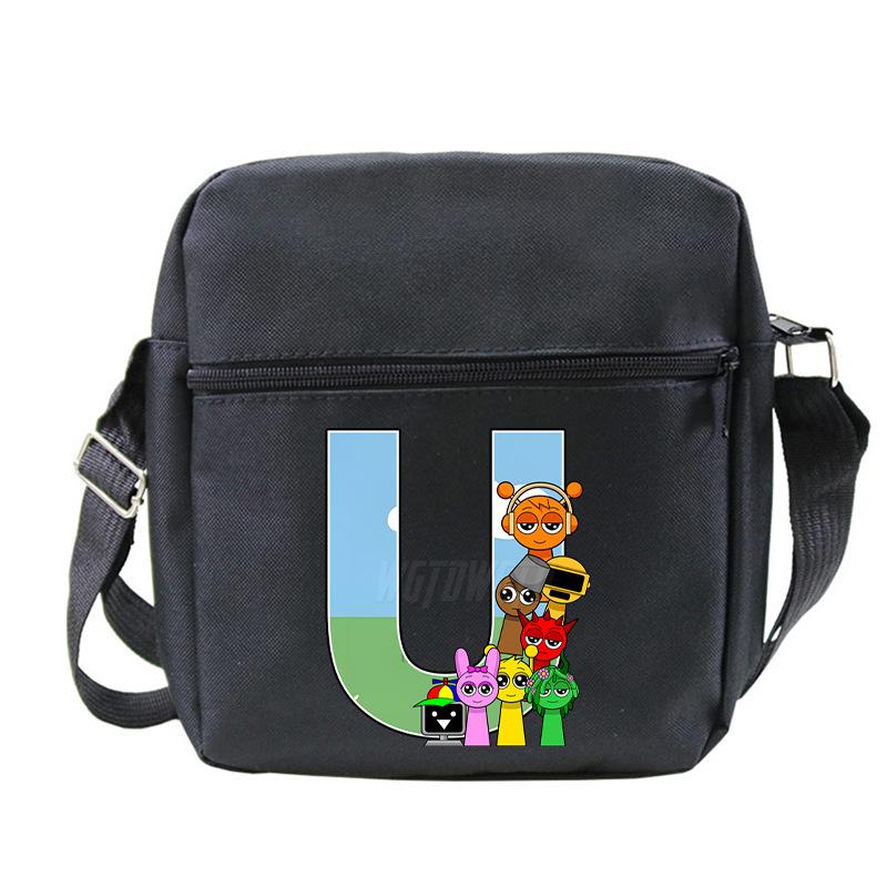 Fashion Children'S Shoulder Bag 26 Letters Personalized Printing Rhythm Box Black Messenger Bag Stationery Bag