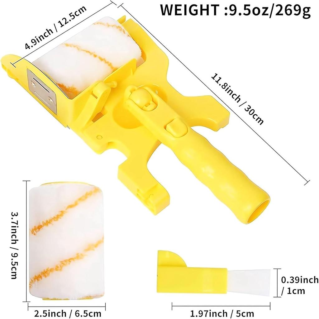 Paint Edger Pro -Painting Trimmer Edger Tools for Walls High Ceilings with Edger Paint Brush Kit, Bucket Edge Paint Roller Splatter Shield