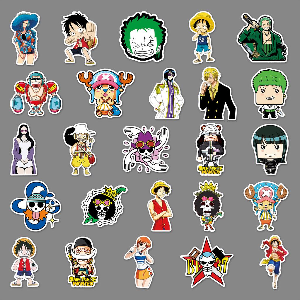 One Piece 50 Pcs Cartoon Anime Waterproof Decorative Stickers For Luggage Travel Case Car Guitar Phone Laptop Skateboard