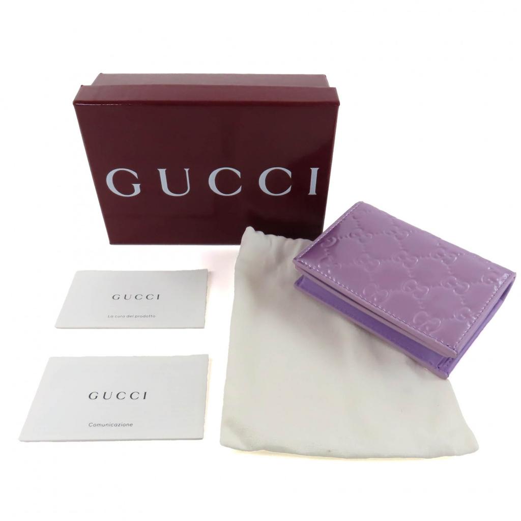 Pristine GUCCI Bifold Wallet Metallic purple Patent leather Women 847207 Used