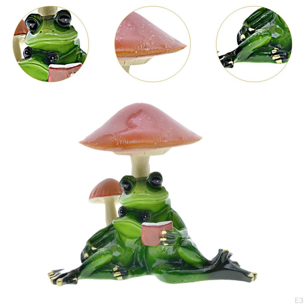 Couple Statue Cute Frog Figurine Handmade Ornament Unique Animal Craft Sculpture For Porch