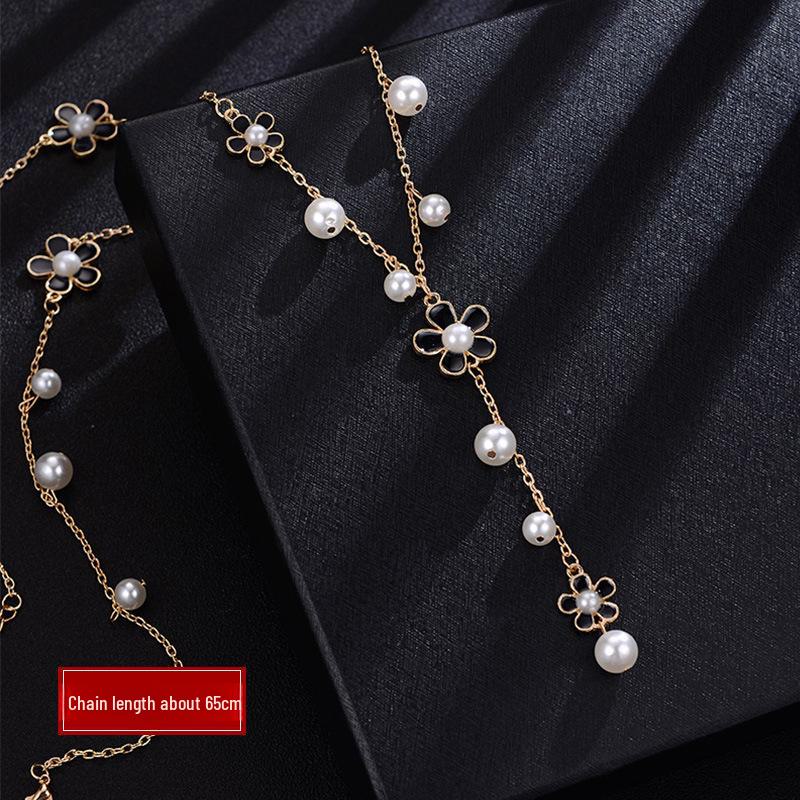 Высококачественное корейское ожерелье с кисточками в виде пятилистника - простая, универсальная цепочка для свитера на осень/зиму