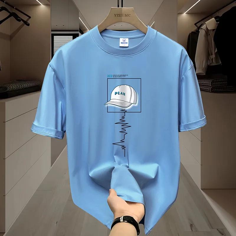Herr Sommar T-shirt med tunn del, Casual, Kortärmad, Ungdom, Studenter, Plusstorlekar, Lösa Toppar