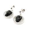Les Trésors De Lily [J3116] - Silver Earrings 'Skull' Black Silver (rhodium Plated) - 18x11 Mm