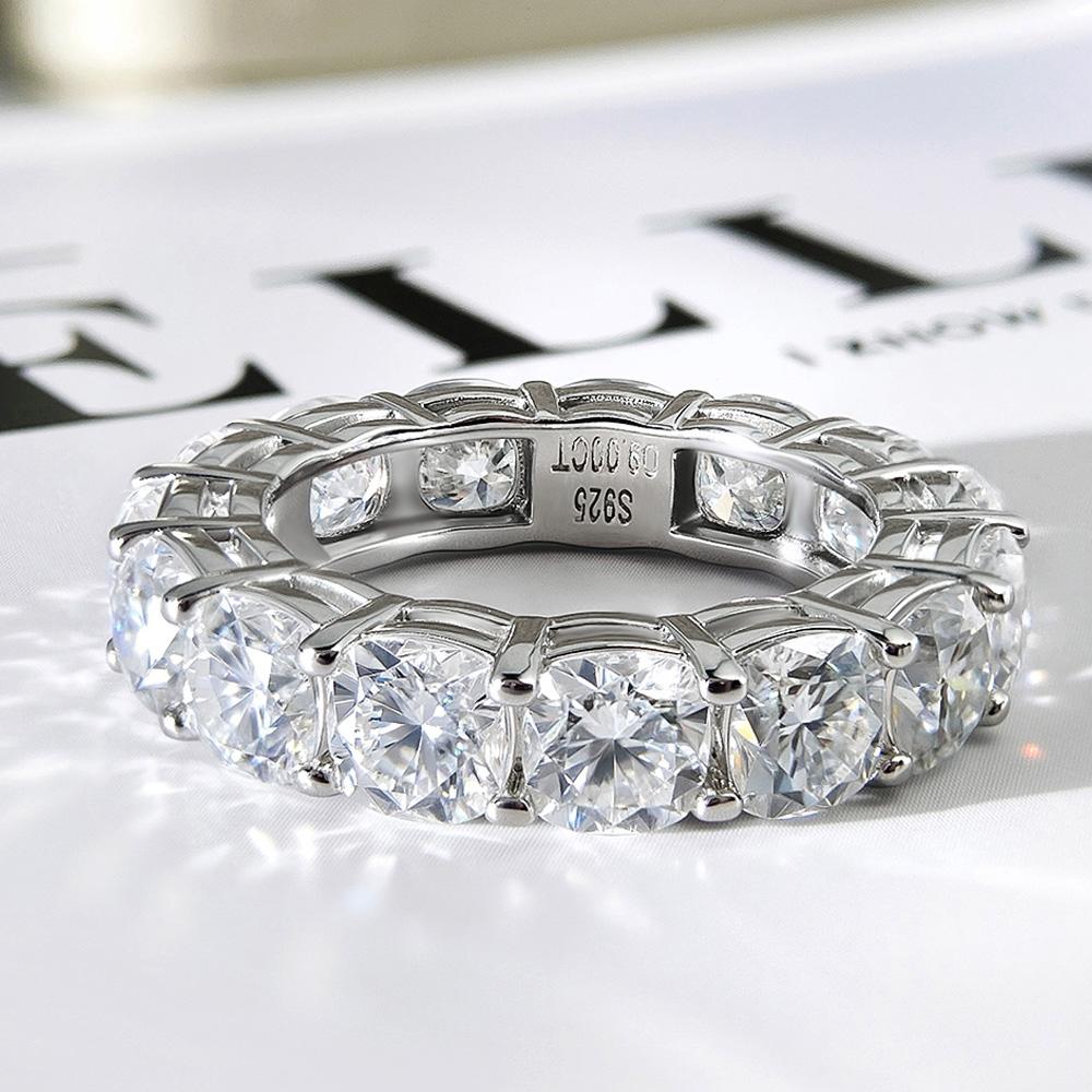 5mm 0.6CT Cushion Cut All Moissanite Ring CopperFull Eternity Engagement Rings Anniversary Wedding Bands Jewelry