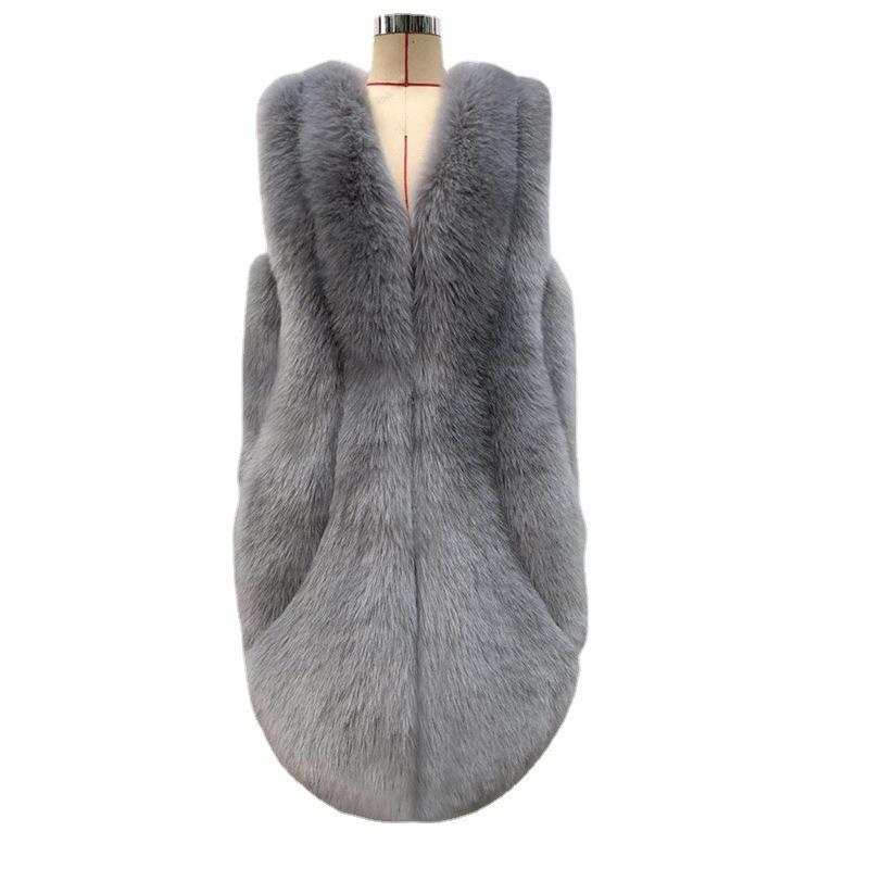 Haining Fur Autumn and Winter New Fox Fur Women's Casual Fur Coat Imitation Fur Vest