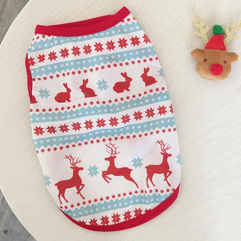 Christmas Pet Clothes Deer Snowman Print Dog Vest Coat Holiday Cute Puppy Costume for Small Medium Dogs Cats Yorkshire Chihuahua