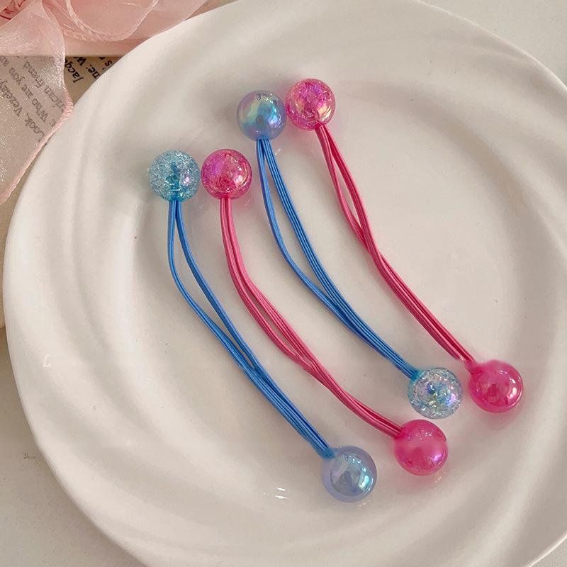 Flower pearl phone line hair band sweet bubble braided hair rope small fresh atmosphere low ponytail hair accessories women