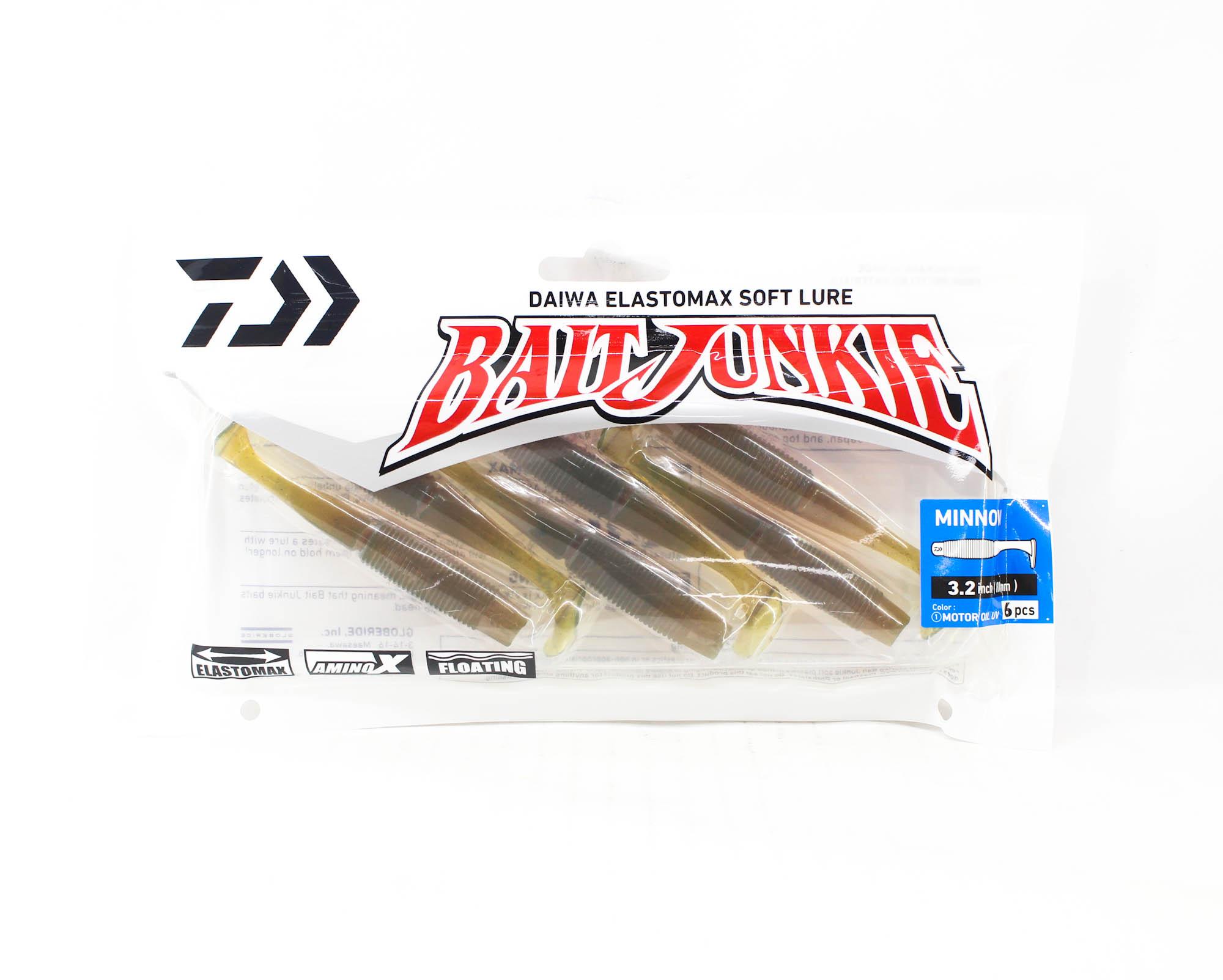 

Daiwa Soft Lure Bait Junkie Minnow 3,2 дюйма, 6 штук в упаковке, моторное масло, УФ (2927)