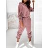 Velvet Material Women 2 Piece Set Casual Sport Outfits Tracksuit Hoodies Sweatshirt+Pants Spring Sportswear Running Sets