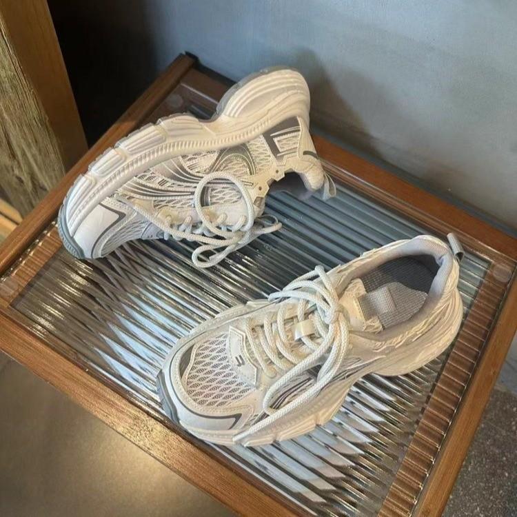 Spring and Summer Breathable Mesh Thick-soled Thin Women's Dad Shoes Fashionable Versatile Sports and Leisure Shoes Single Mesh Soft Sole