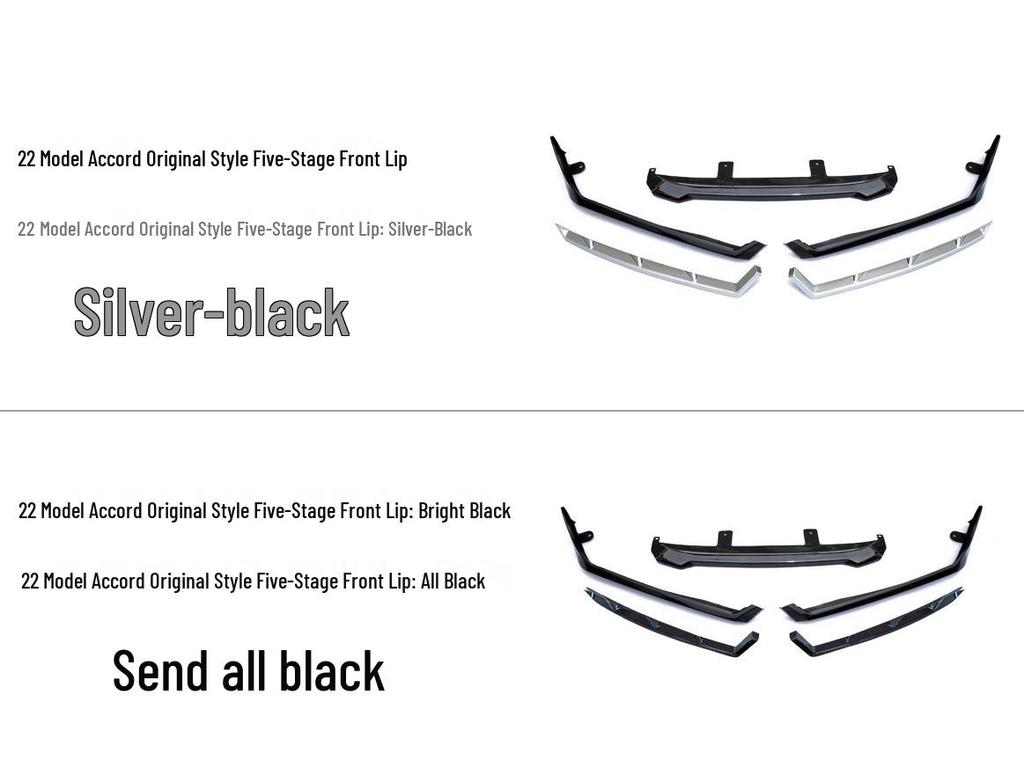 Compatible 2022 Honda Accord 10.5th Gen Aerodynamic Kit: Front Lip, Side Skirts, Rear Spoiler.