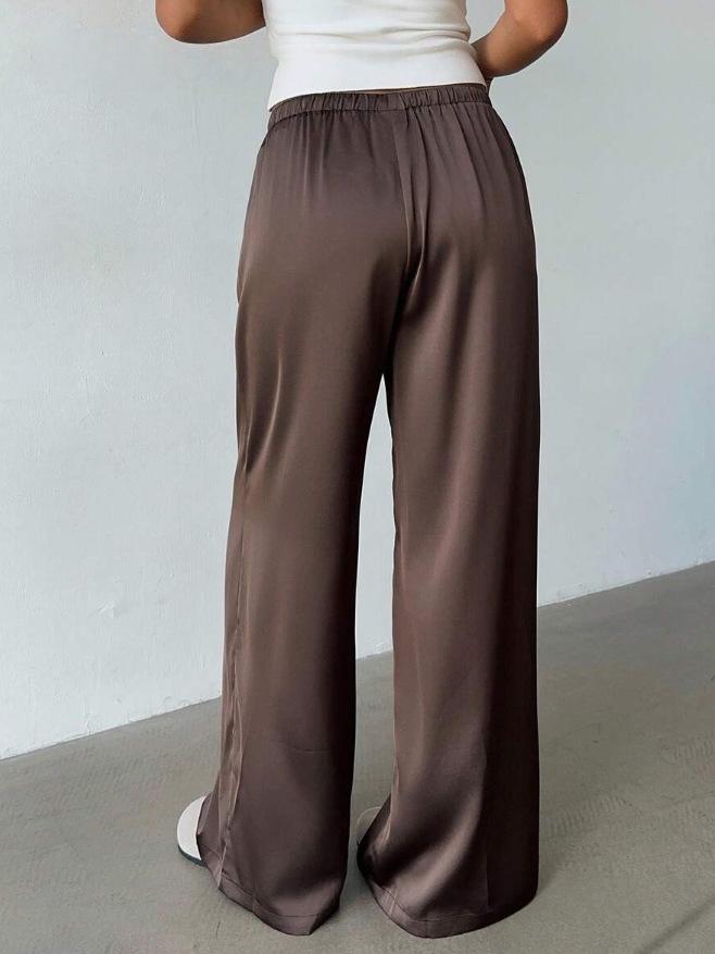 Women's Satin Low-Rise Retro Casual Pants - Perfect for Commuting