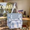 Schoolbag New College Style Women's Plaid Contrast Color Large Capacity Backpack Junior High School Students Elementary School Students Two-piece