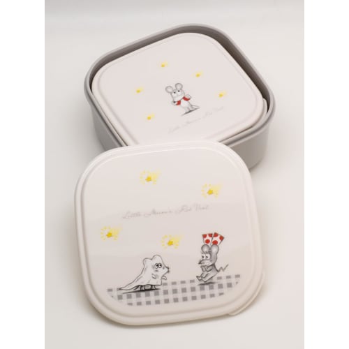 OSK Mouse Vest Lunch Box, 2-Piece Set, Gray, 360ml/550ml Capacity, Made in Japan, Microwave Safe, Nesting Design, Stylish, Cute, Antibacterial, Perfec