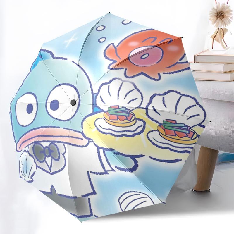 1pc Underwater Adventure: Blue Octopus Chef with Shell-Shaped Plates Automatic Folding Umbrella with 8-Bone Iron Frame - Perfect for Fans, Travelers,