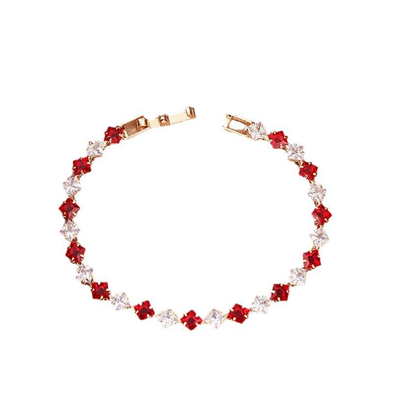 Brățară colorată cu zircon placată cu aur pentru femei - Bijuterii de lux ușor high-end cu cataramă pliabilă