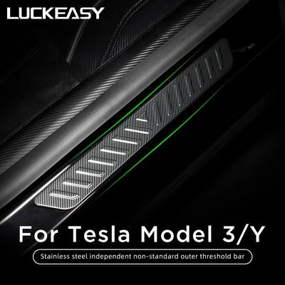 For Tesla Model 3 Y Car Threshold Protection Decorative Strip Stainless Model3 2023 Door Sill Protector Threshold Decoration